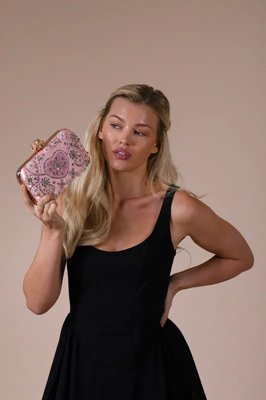 Heart Beaded Clutch Bag - SVNX