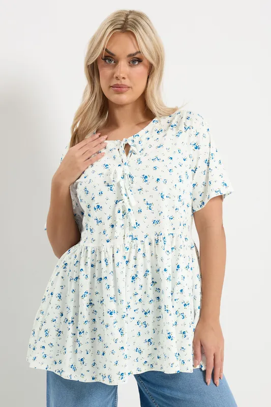Floral Bow Front Peplum Top - Yours