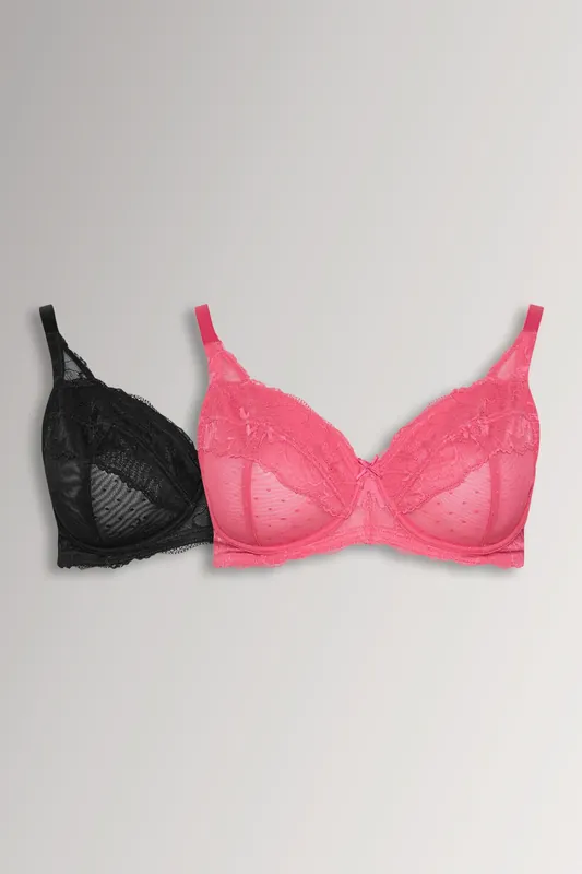 2 Pack Non Padded Underwired Bras - Yours