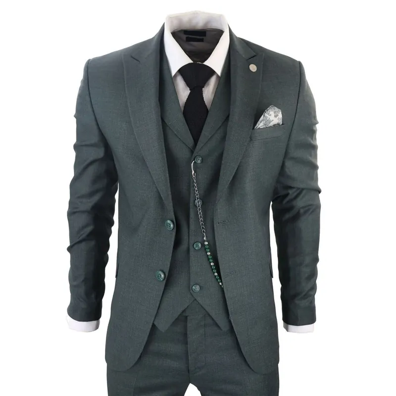 Classic 3-Piece Plain Green Suit