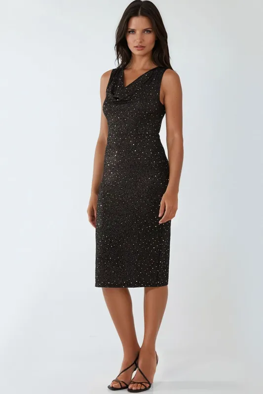 Cowl Neck Midi Dress - Aftershock London