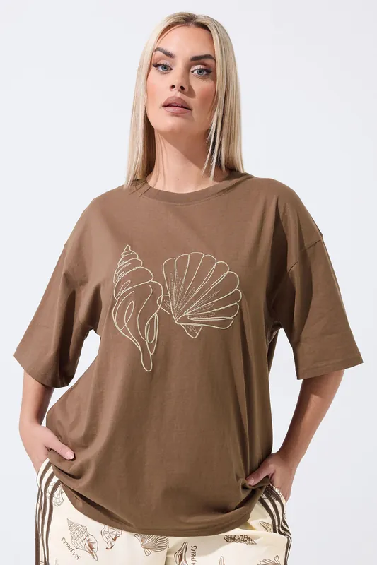 Embroidered Shell Longline T-Shirt