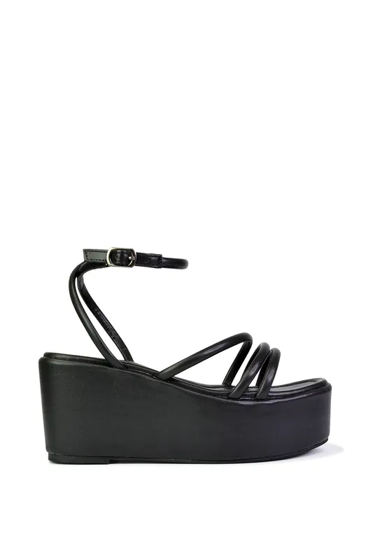 Birdie' Ankle Strap Platform Sandal Wedge Heel Flatforms - XY London