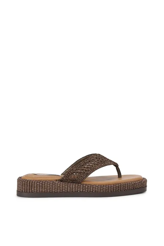 Bella Brown Raffia' Sandals - STEVE MADDEN