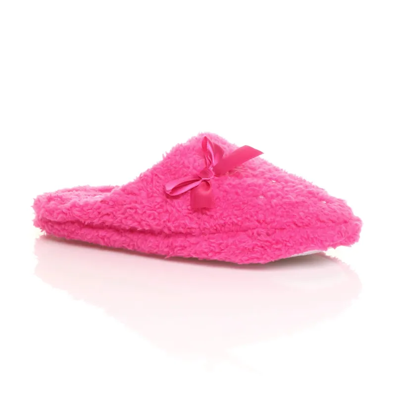 Fleece Diamante Mules Slippers - AJVANI