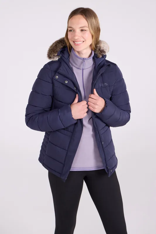 Comfort' Warm Padded Fur Hood Outdoor Puffer Full Zip Winter Jacket - Mountain Warehouse