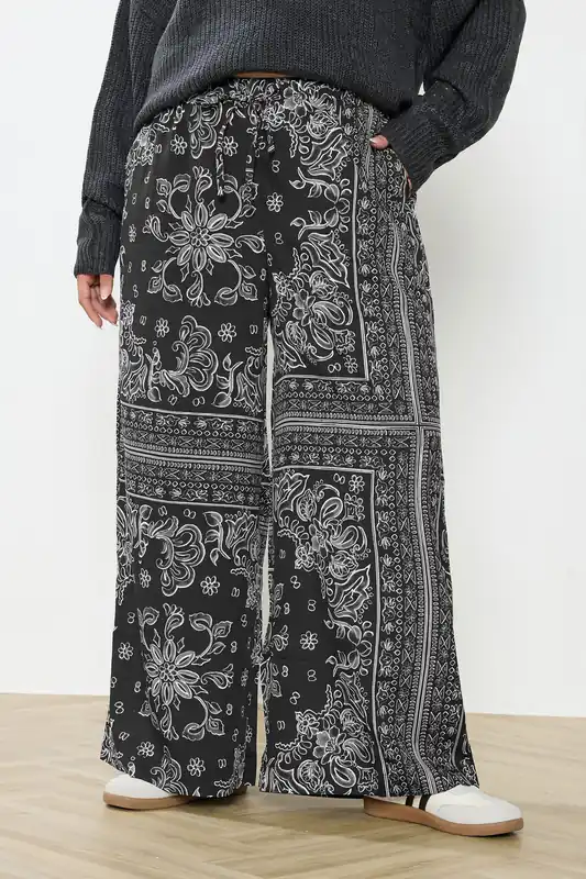 Paisley Wide Leg Trousers - Yours