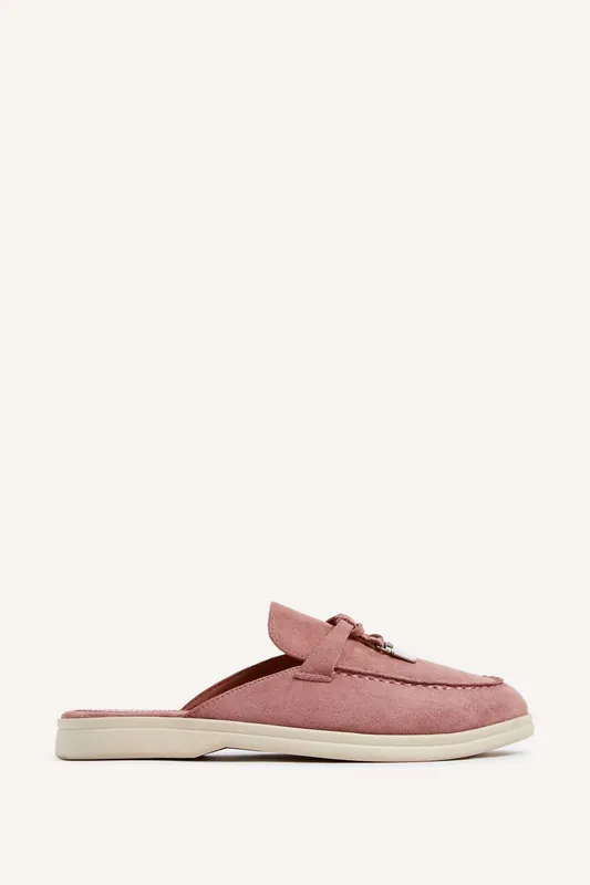 Alix Pink Faux Suede Slip On Mules - Linzi