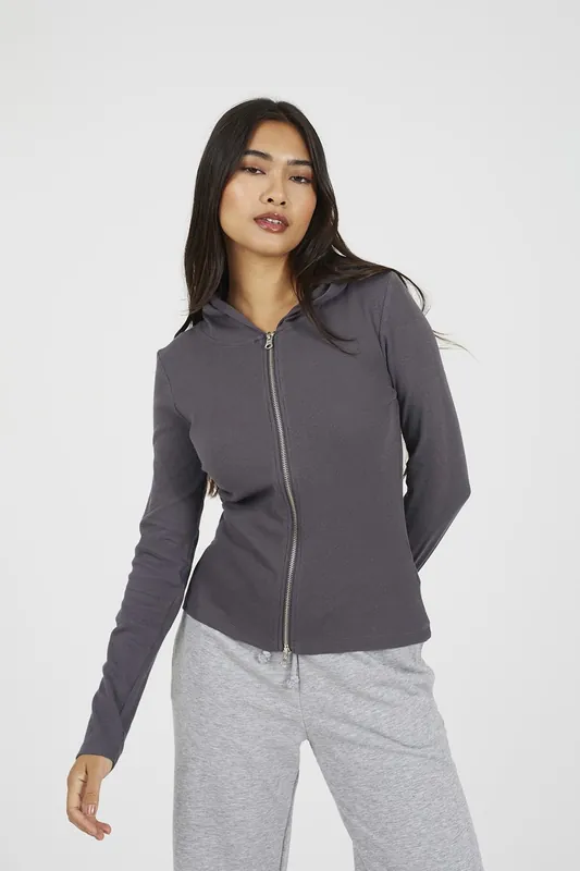 Long Sleeve Zip Through Hoodie Top - Brave Soul