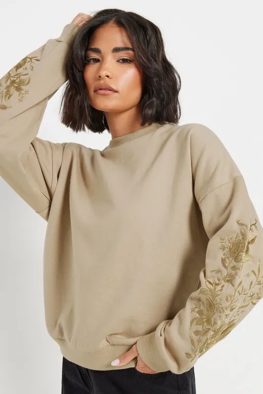 Petite Floral Embroidered Sweatshirt - PixieGirl