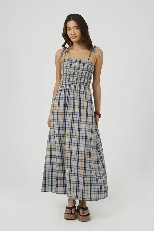Checked Strappy Smock Midi Dress - Brave Soul