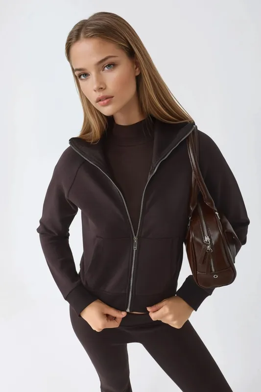 Zippered Cotton Jacket with Pockets - Busem