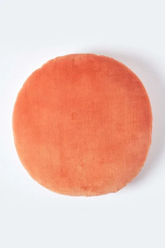Velvet Cushion, 40 cm Round - Homescapes