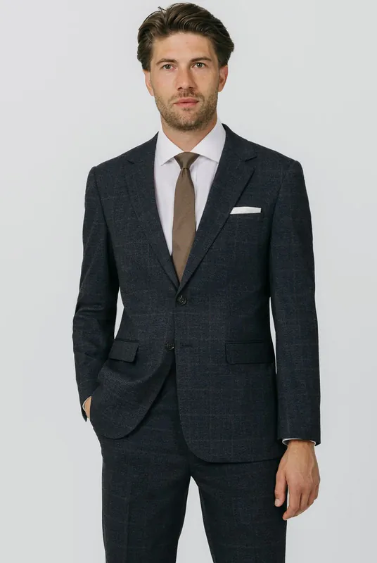 Navy with Rust Check 2 Piece Suit - Dobell