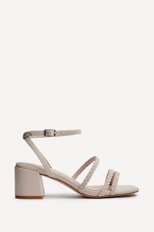 Hariette Nude Faux Leather Plaited Heels - Linzi
