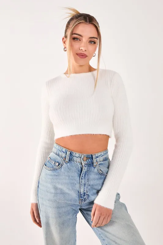 Cropped Knit Rib Top - Pink Vanilla