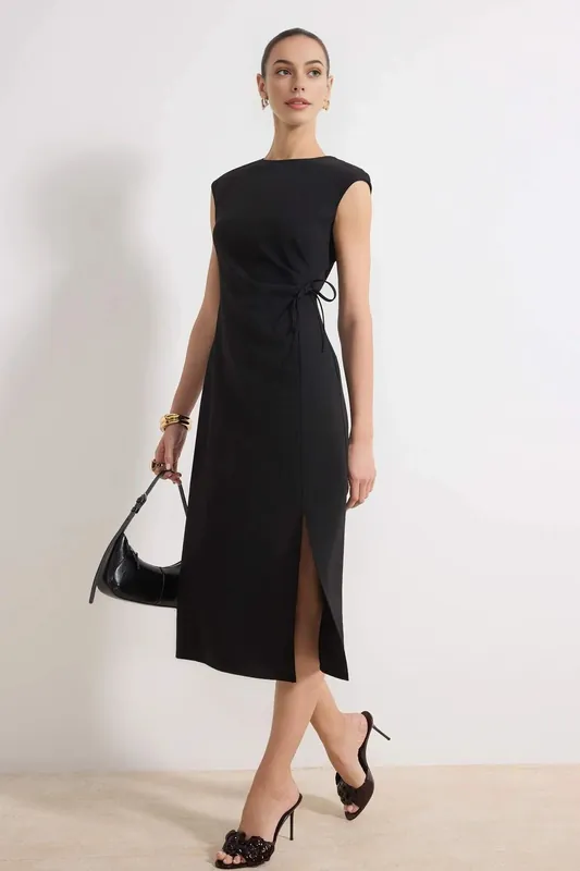 Tie Detail Sleeveless Midi Dress - WOVCOR
