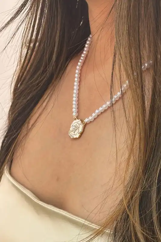 French Camellia Pearl Necklace - Gift Boxed