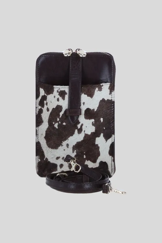 Real Leather Hair-on-Hide Slim Crossbody Phone Pouch