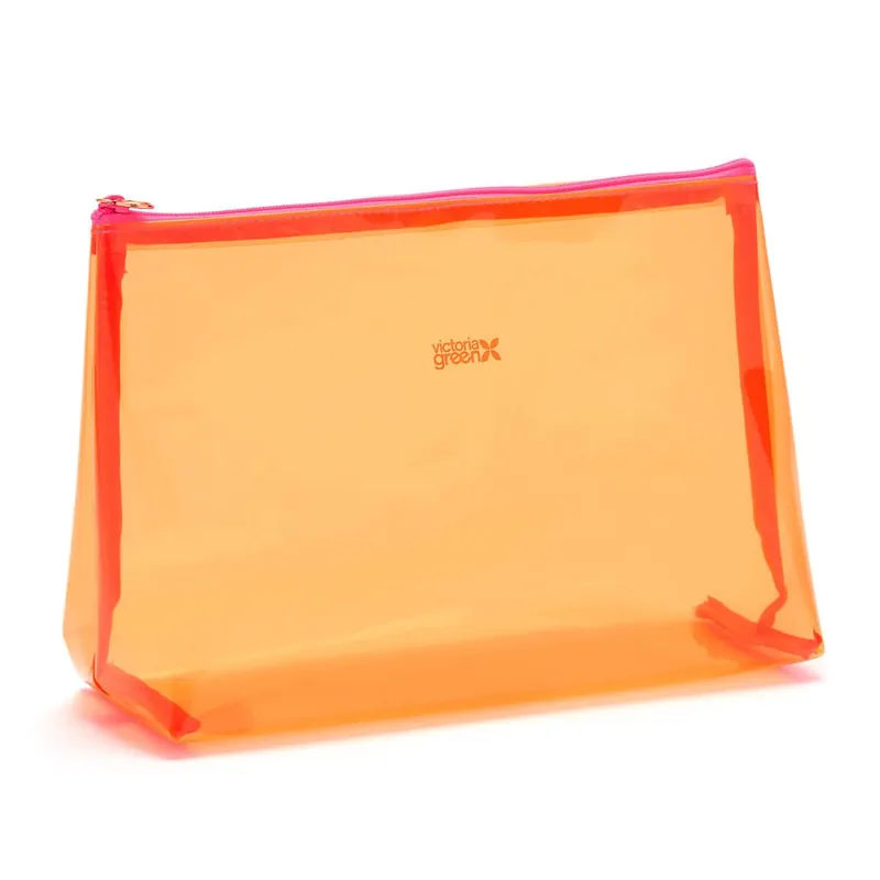'Mia' Large Makeup Bag in Clear Orange - Victoria Green