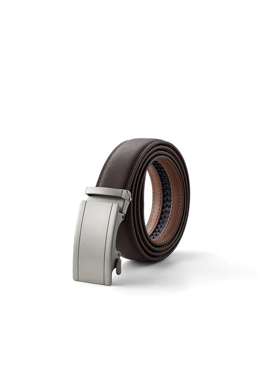 Adjustable Leather Ratchet Belt with Automatic Buckle - MODISHION