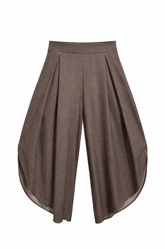 High Waist Pleated Wide Leg Trousers - MixRay
