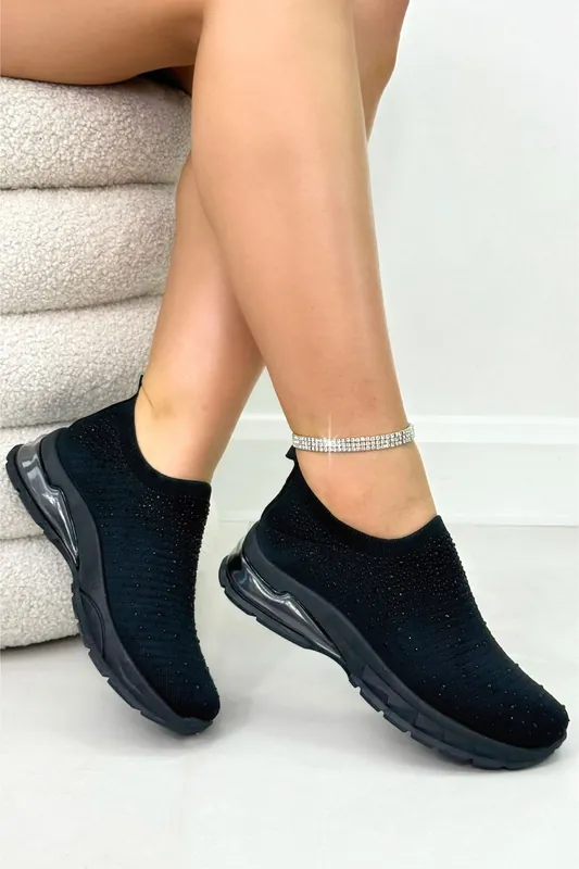 Crystal Luminate Stretch Sock Slip On Trainers - Love Lemonade