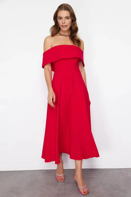 Off-Shoulder Midi Dress