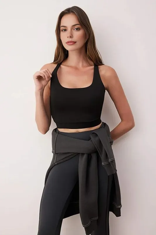 Square Neck Longline Scuba Sports Bra - WOVCOR