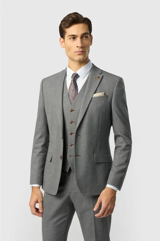 Single Breasted Two Button Slim Fit Suit Jacket - Antique Rogue