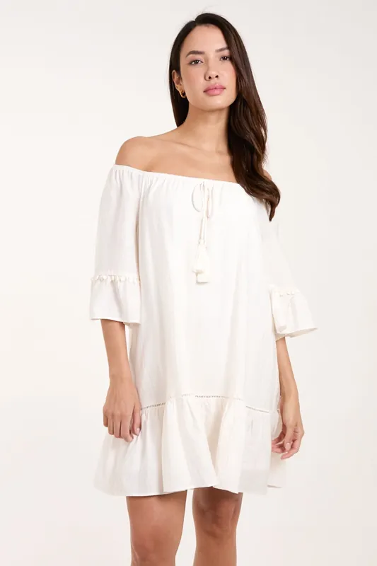 On Off Shoulder Tunic Dress - Blue Vanilla