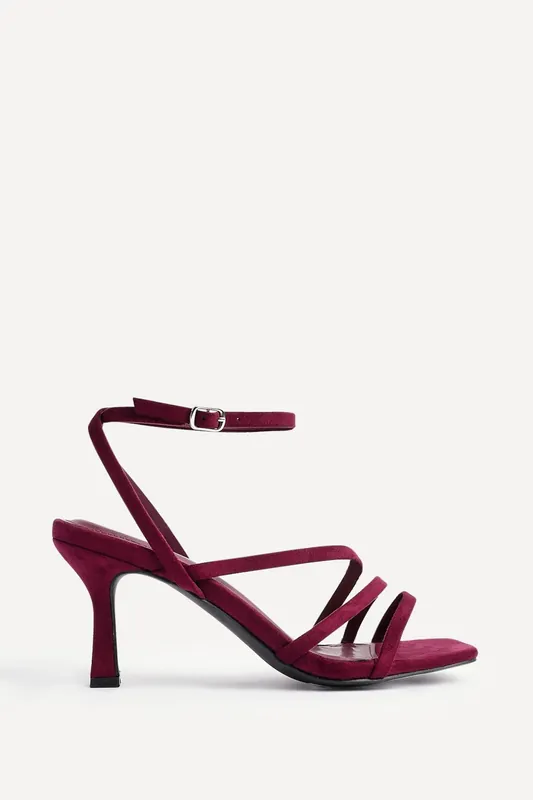 Reflect Burgundy Faux Suede Strappy Heels - Linzi