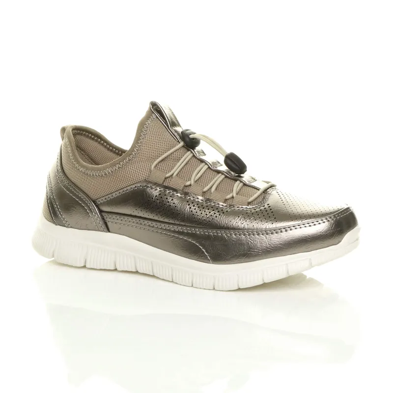 Low Heel Lace Up Memory Foam Trainers - AJVANI