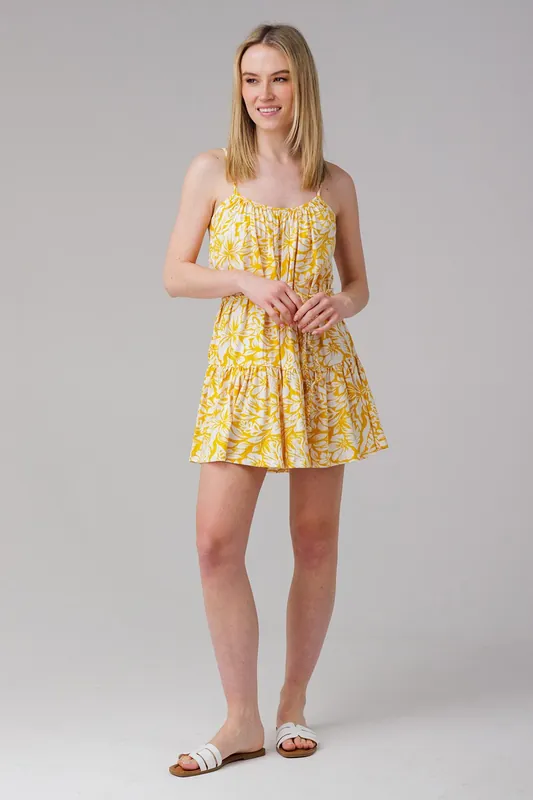 Sleeveless Tie-Front Tiered Mini Dress