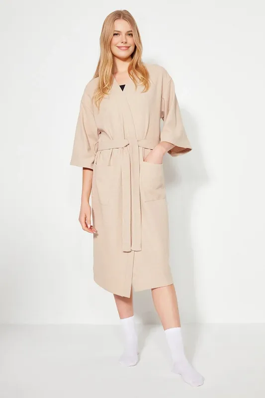 Women’s Textured Knit Belted Dressing Gown - WOVCOR
