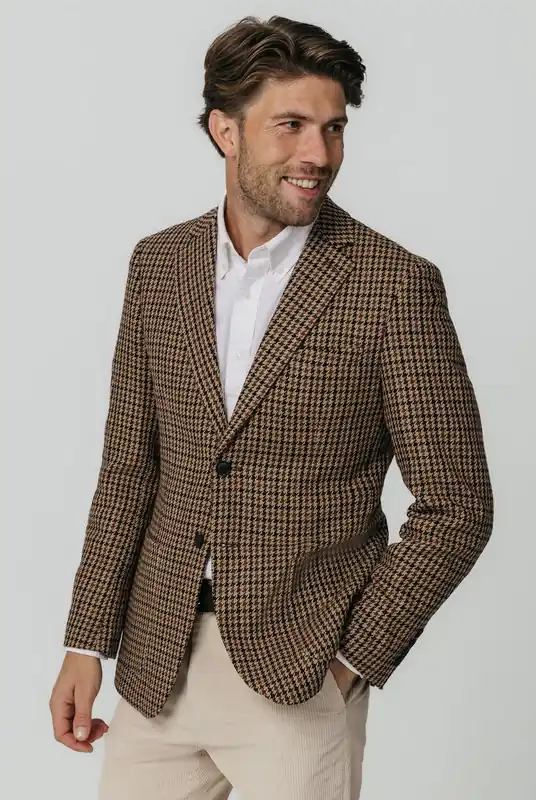 Brown Houndstooth Tweed Jacket - Dobell