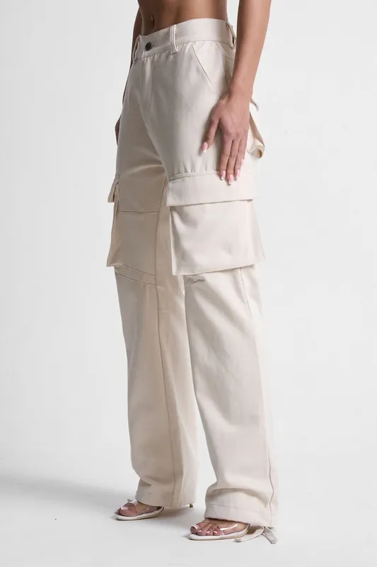 Mid Rise Drill Cargo Pants - Tanaki