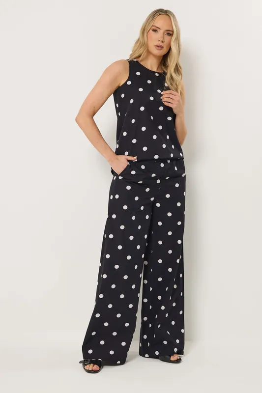 Tall Spot Print Wide Leg Trousers - Long Tall Sally