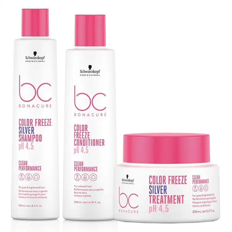 BC Clean PACK Color Freeze Silver Shampoo 250ml, Conditioner 200ml and Silver Treatment 200ml - Schwarzkopf
