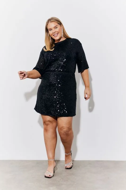 Black Sequin Mini Skirt - In The Style
