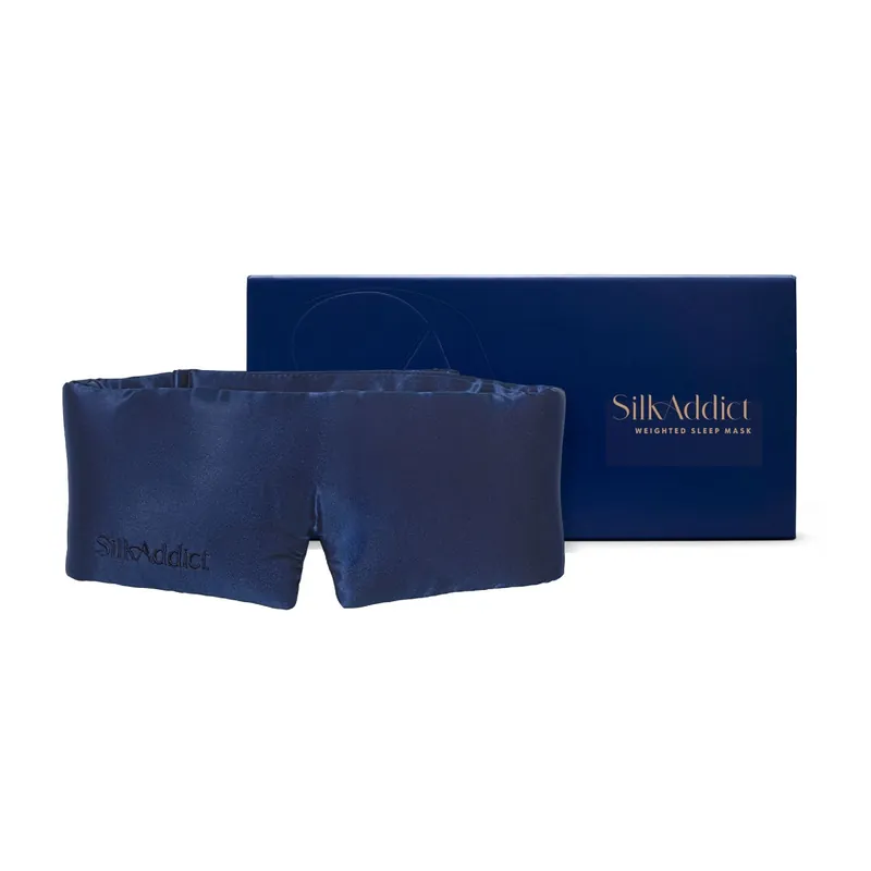 Silk Addict 100% Mulberry Silk Weighted Sleep Mask - Navy