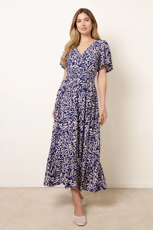 Blue Wrap Front Midi Dress - Blue Vanilla