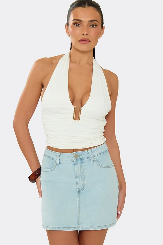 Denim Mid Rise Mini Skirt - EGO