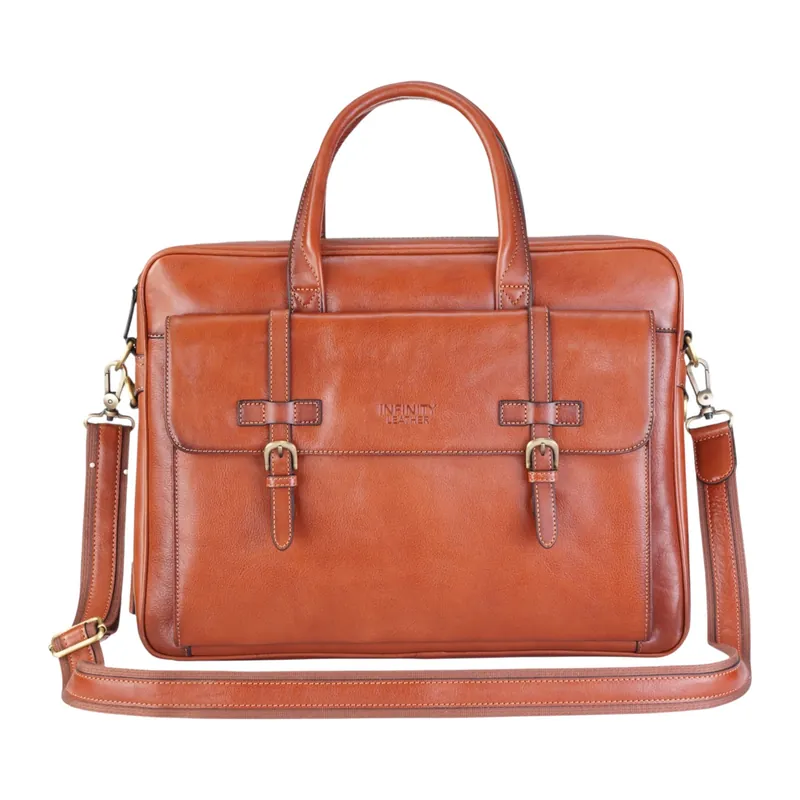 Genuine Leather Laptop Messenger Crossbody Shoulder Bag - Belmont