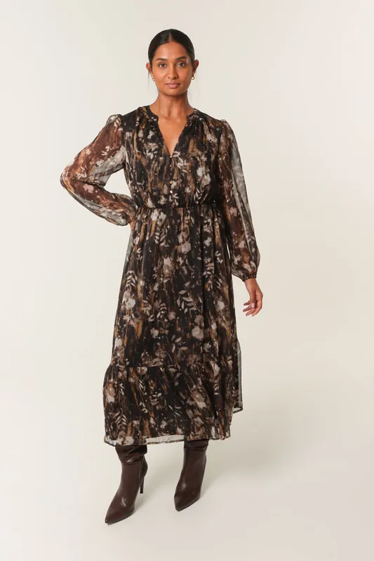 Black Button Front Midi Dress - Blue Vanilla