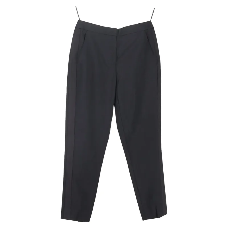 Preloved Straight-Leg Trousers in Black Wool