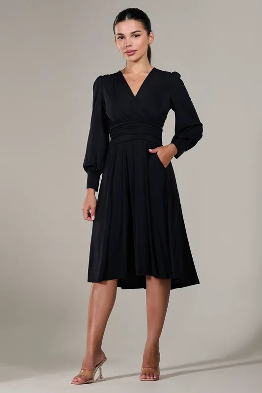 Long Sleeve Soft Silky Jersey Midi Dress - Jolie Moi