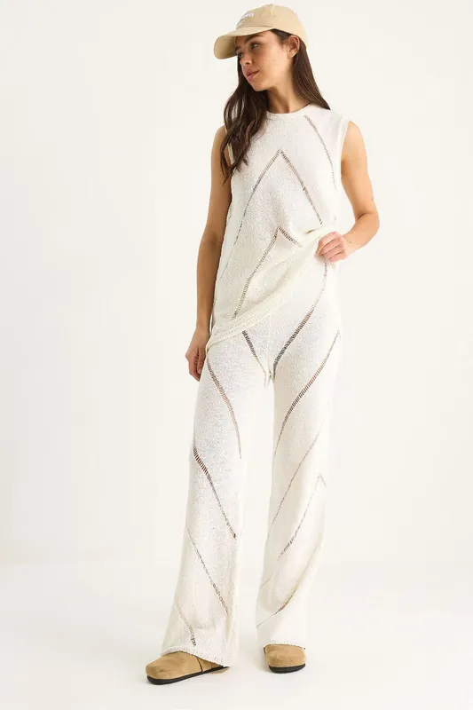 Textured Long Two-Piece Set with Crew Neck