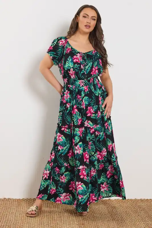 Tropical Tie Neck Maxi Dress - Yours