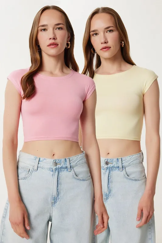 Slim Fit Ribbed Knitwear Crop Blouse - Happiness Istanbul